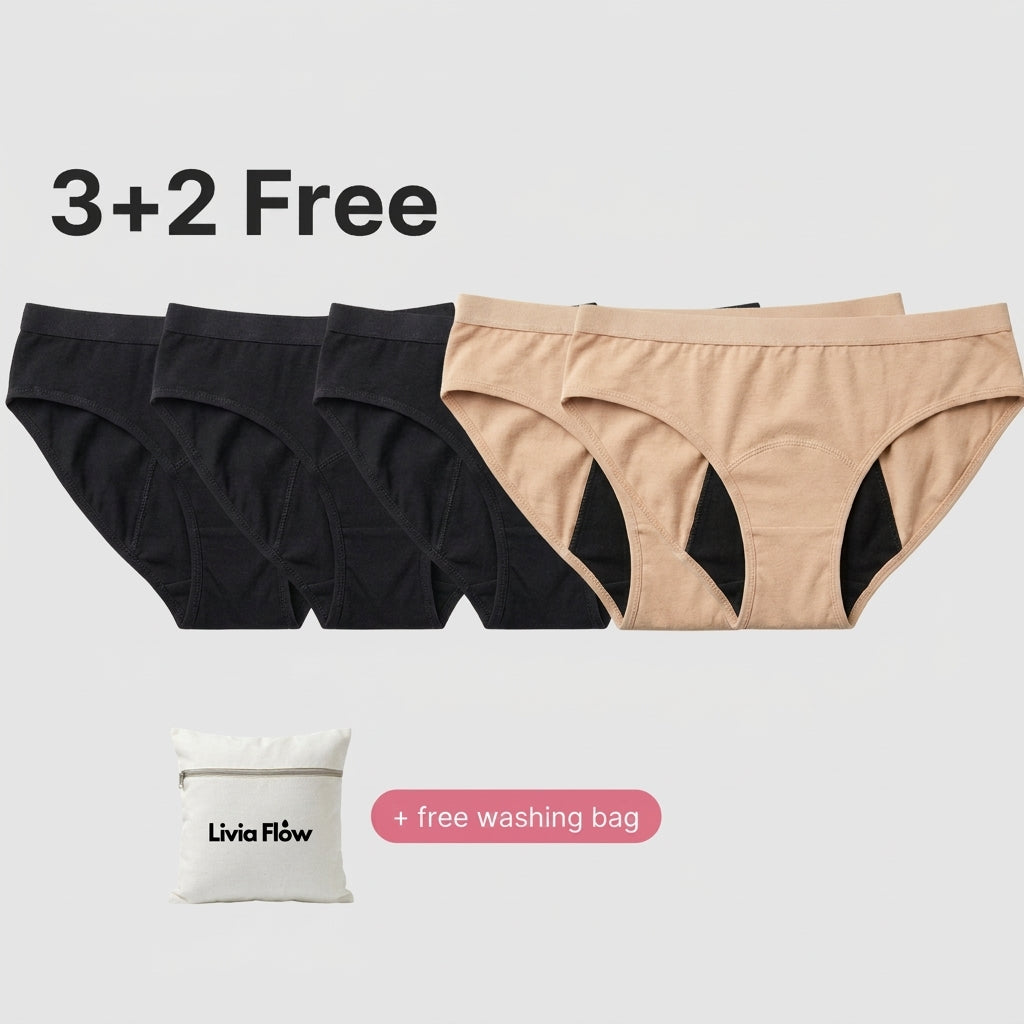 Lia - Mid Waist Leakproof Knickers (3+2 Free)